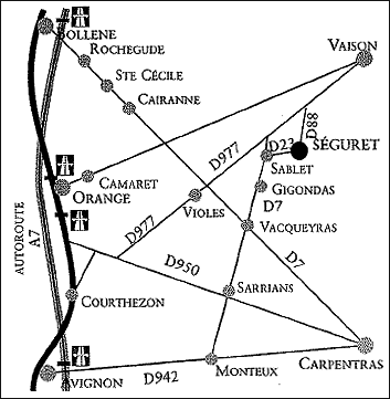 Map of Séguret and surrounding region